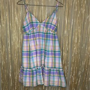 NWOT wild fable spring plaid ruffle mini dress w adjustable straps